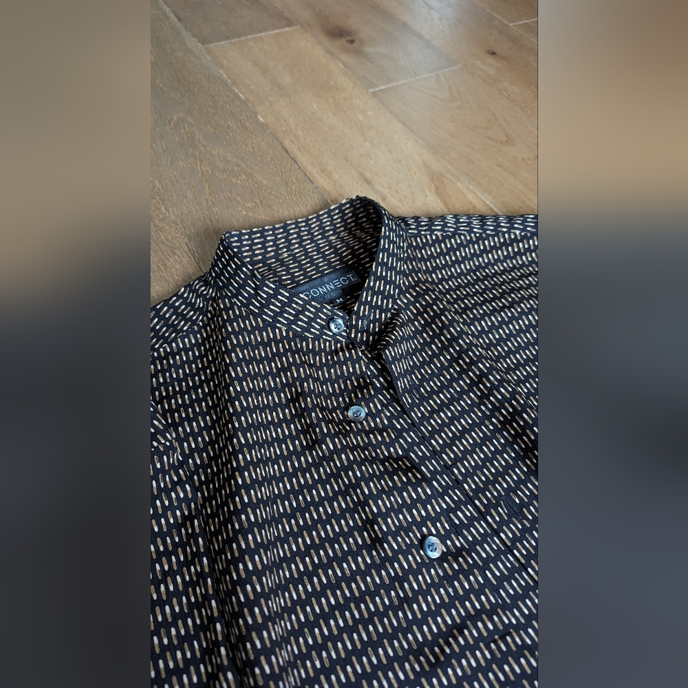 Print black and bronze tone shirt